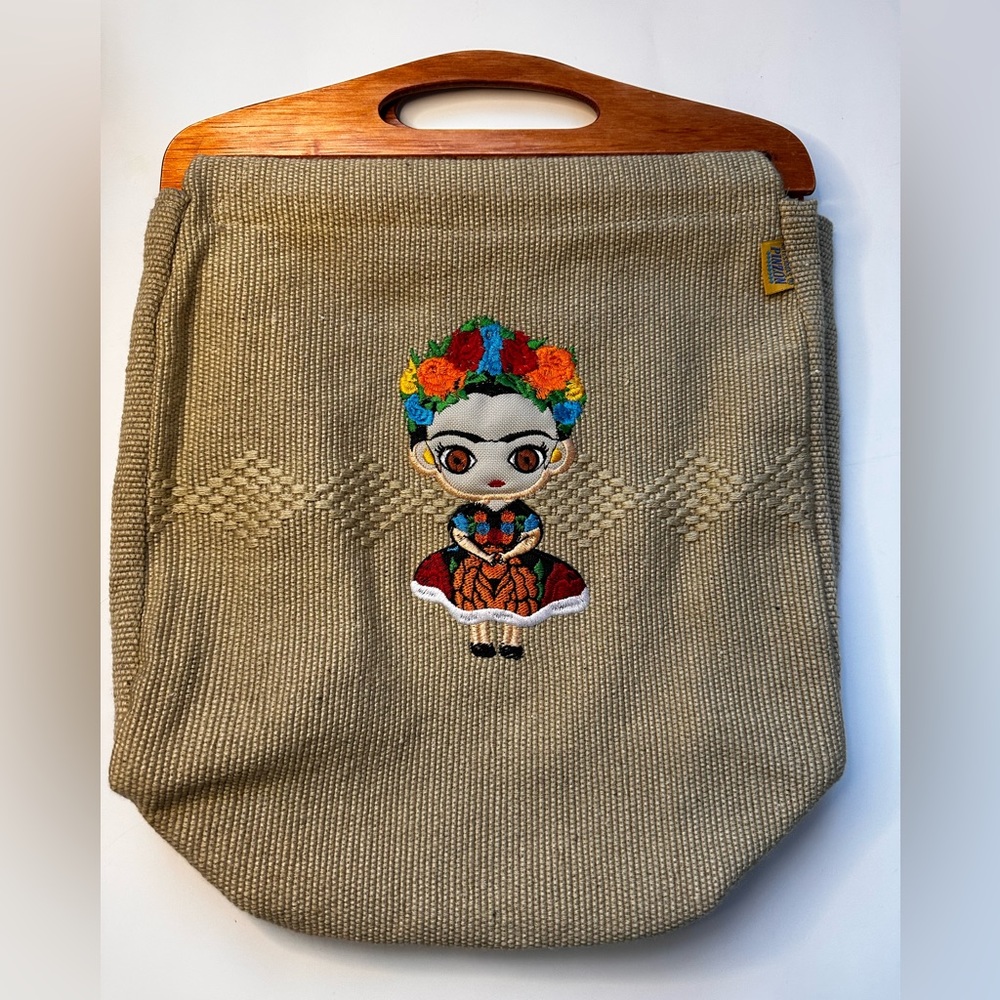 Frida Kahlo Purse Wooden Handle Baby Cute Image